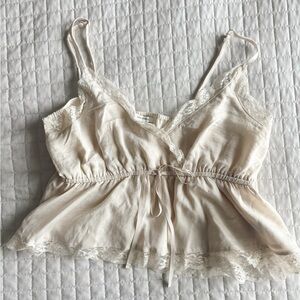 Silky Tank with Lace Details